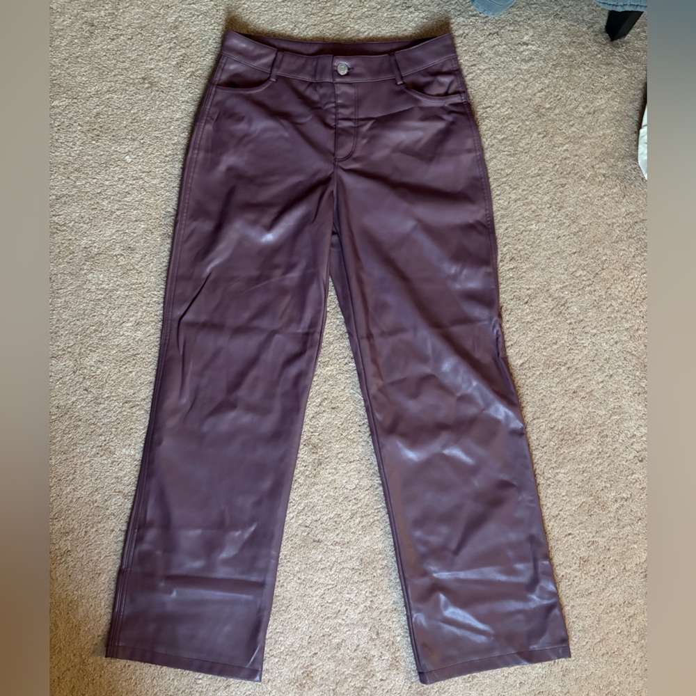 Garage Brown Straight Leg Pants with Smooth Finish